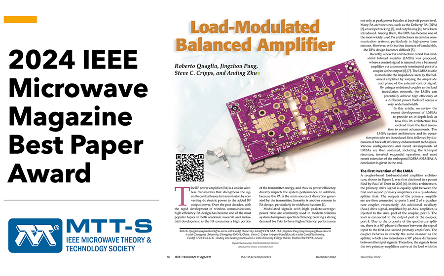 Anding Zhu receives IEEE Microwave Magazine Award